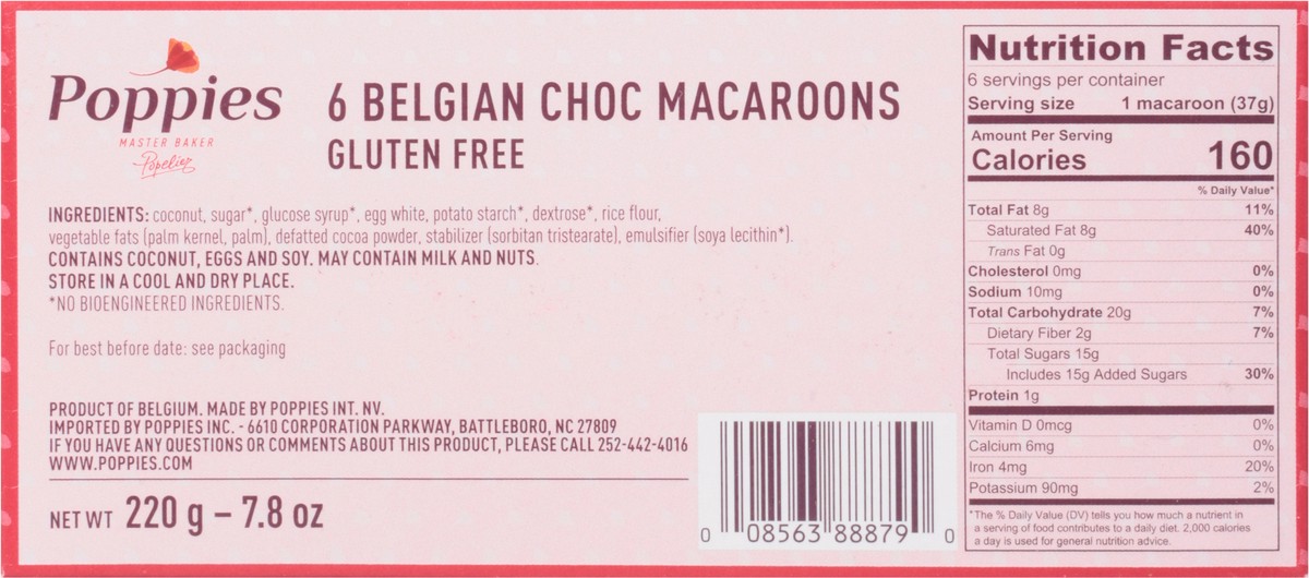 slide 10 of 13, Poppies Belgian Choc Macaroons 6 ea, 6 ct