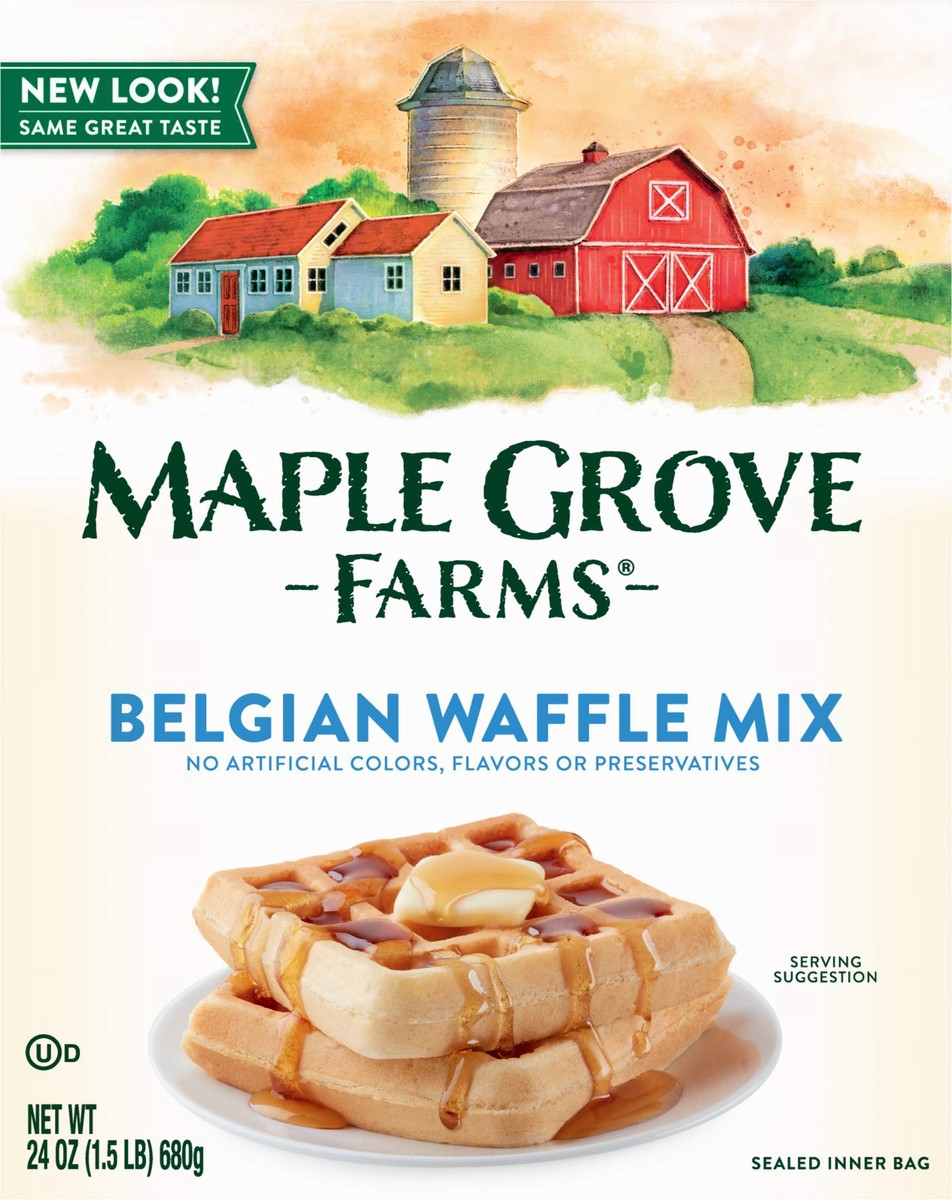 slide 6 of 13, Maple Grove Farms Belgian Waffle Mix 24 oz, 24 oz