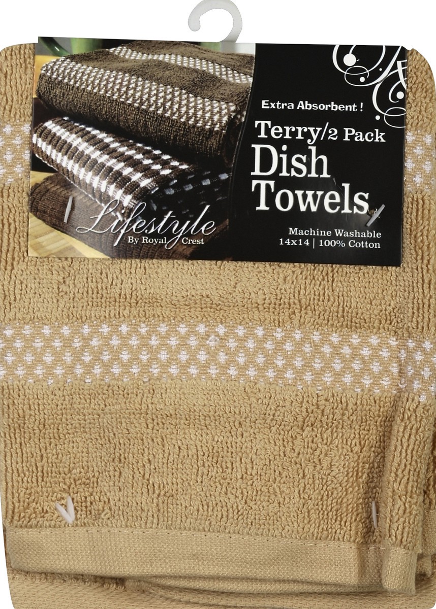 slide 2 of 2, ROYAL CREST 2Pk Terry Dish Towel Latte, 2 ct