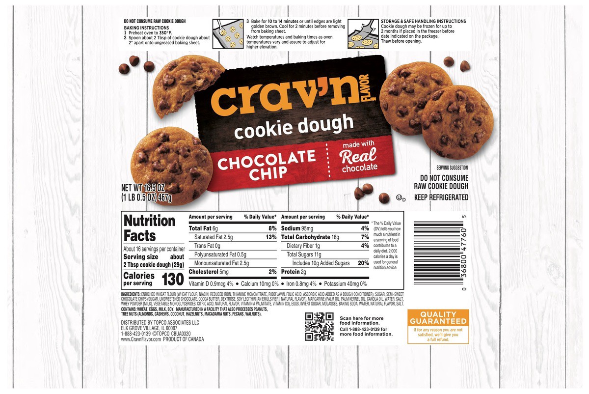 slide 9 of 14, Crav'n Flavor Chocolate Chip Cookie Dough 16.5 oz, 16.5 oz