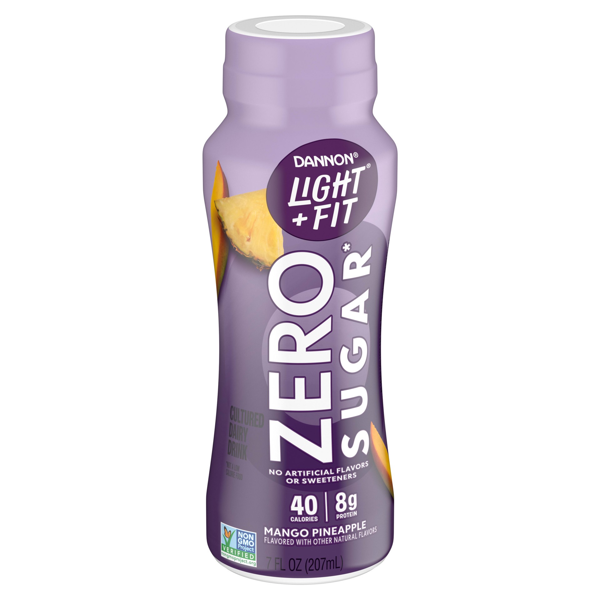 slide 2 of 5, Light + Fit Dannon Light + Fit Zero Sugar* Drink, Mango Pineapple, 7 oz., 7 fl oz