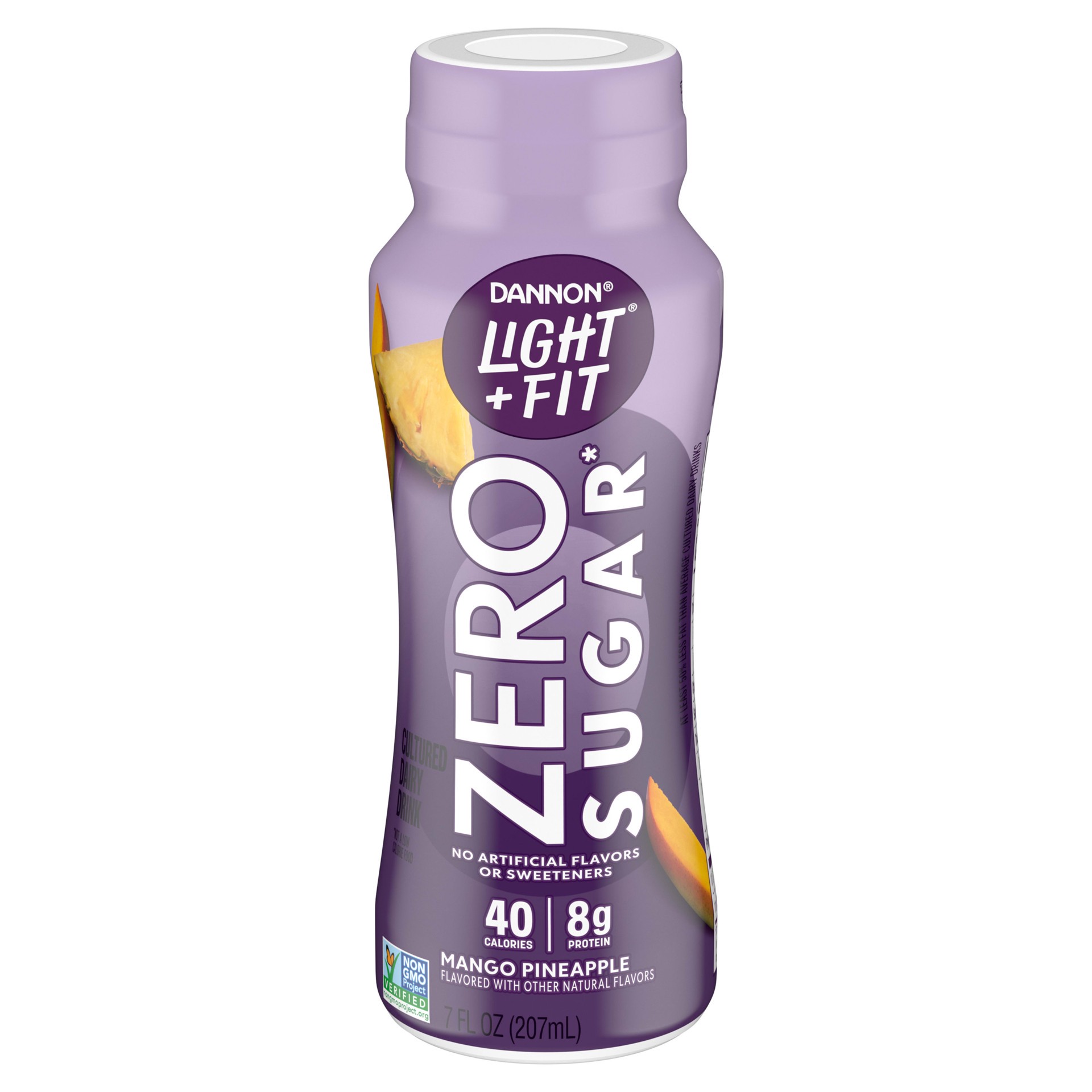slide 1 of 5, Light + Fit Dannon Light + Fit Zero Sugar* Drink, Mango Pineapple, 7 oz., 7 fl oz