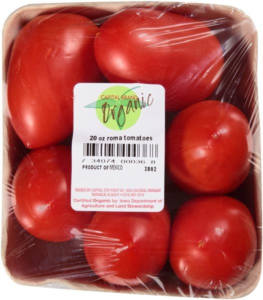 slide 1 of 1, Capital City Fruit Organic Roma Tomatoes, 20 oz