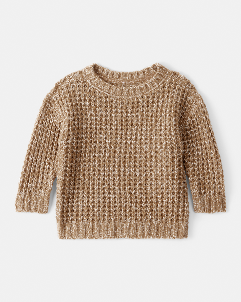 slide 1 of 2, Baby Boy Textured Sweater - Khaki Brown 18M, 1 ct