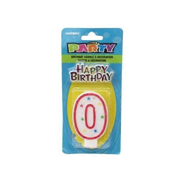 slide 1 of 1, Unique Industries Glitter Number Birthday Candle & Happy Birthday Cake Topper, 1 ct