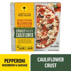 California Pizza Kitchen Uncured Pepperoni Mushroom & Sausage Cauliflower Crispy Thin Crust Pizza