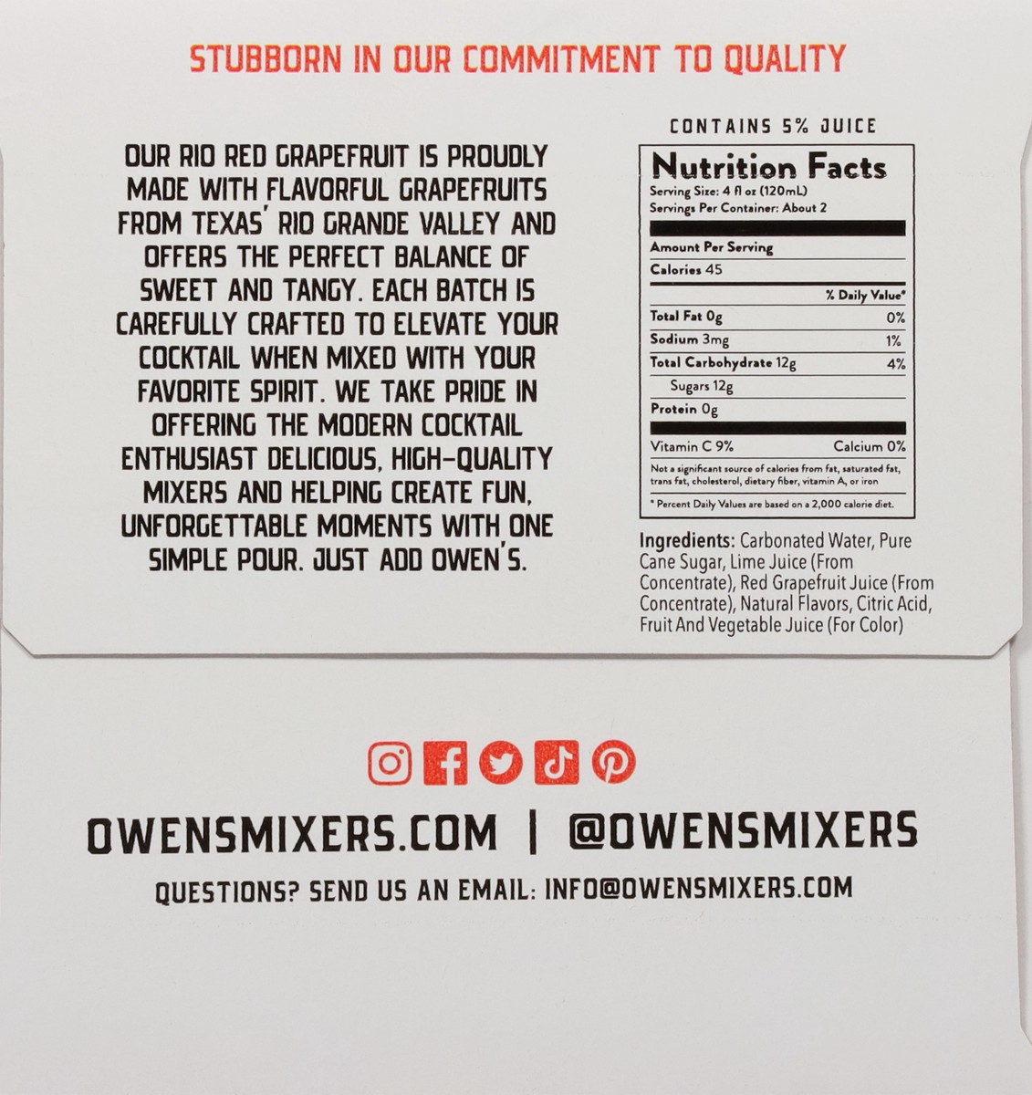 slide 12 of 13, Owen's Non-Alcoholic Rio Red Grapefruit Cocktail Mixer 4 - 8.2 fl oz Cans, 33.8 fl oz