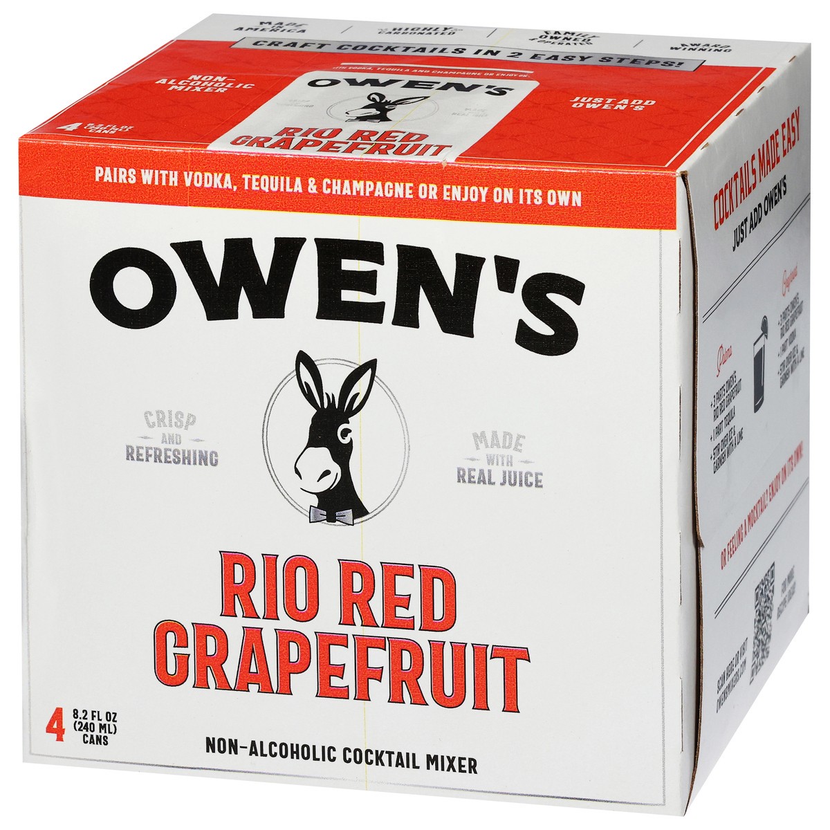 slide 13 of 13, Owen's Non-Alcoholic Rio Red Grapefruit Cocktail Mixer 4 - 8.2 fl oz Cans, 33.8 fl oz