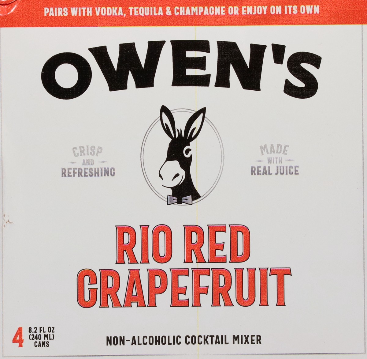 slide 6 of 13, Owen's Non-Alcoholic Rio Red Grapefruit Cocktail Mixer 4 - 8.2 fl oz Cans, 33.8 fl oz