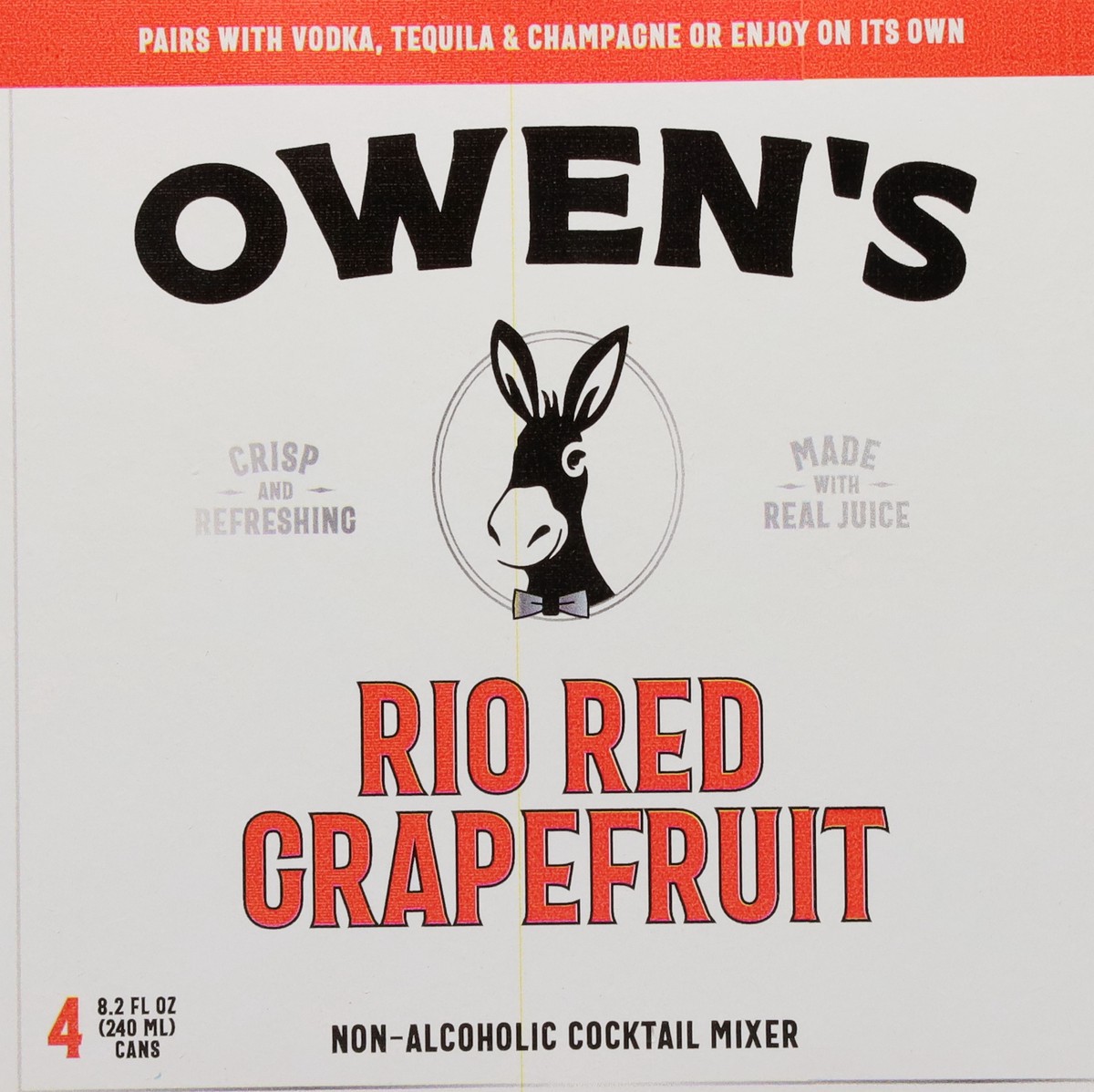 slide 3 of 13, Owen's Non-Alcoholic Rio Red Grapefruit Cocktail Mixer 4 - 8.2 fl oz Cans, 33.8 fl oz