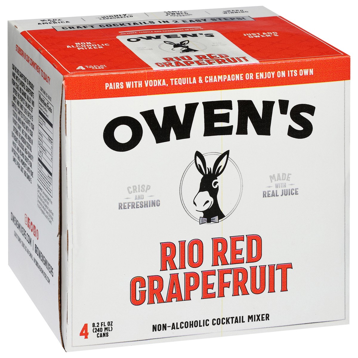 slide 5 of 13, Owen's Non-Alcoholic Rio Red Grapefruit Cocktail Mixer 4 - 8.2 fl oz Cans, 33.8 fl oz