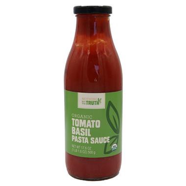 slide 1 of 1, Nothing But The Truth Organic Tomato Basil Pasta Sauce, 17.6 oz