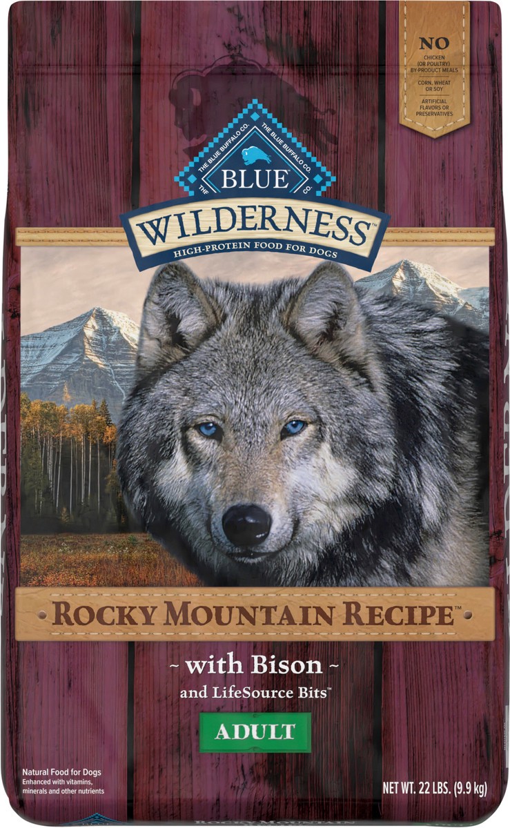 slide 4 of 13, Blue Buffalo Wilderness Rocky Mountain Recipe High Protein, Natural Adult Dry Dog Food, Bison 22-lb, 22 lb