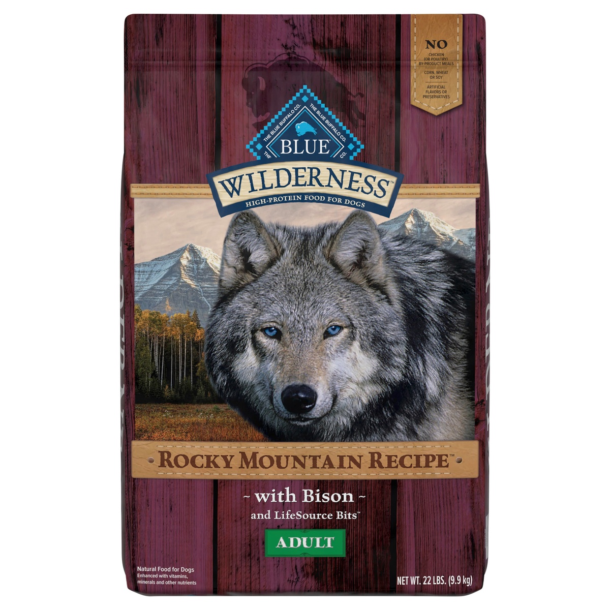 slide 1 of 1, Blue Buffalo Blue Wilderness Rocky Mountain Recipe Adult Bison Dry Dog Food, 22 lb