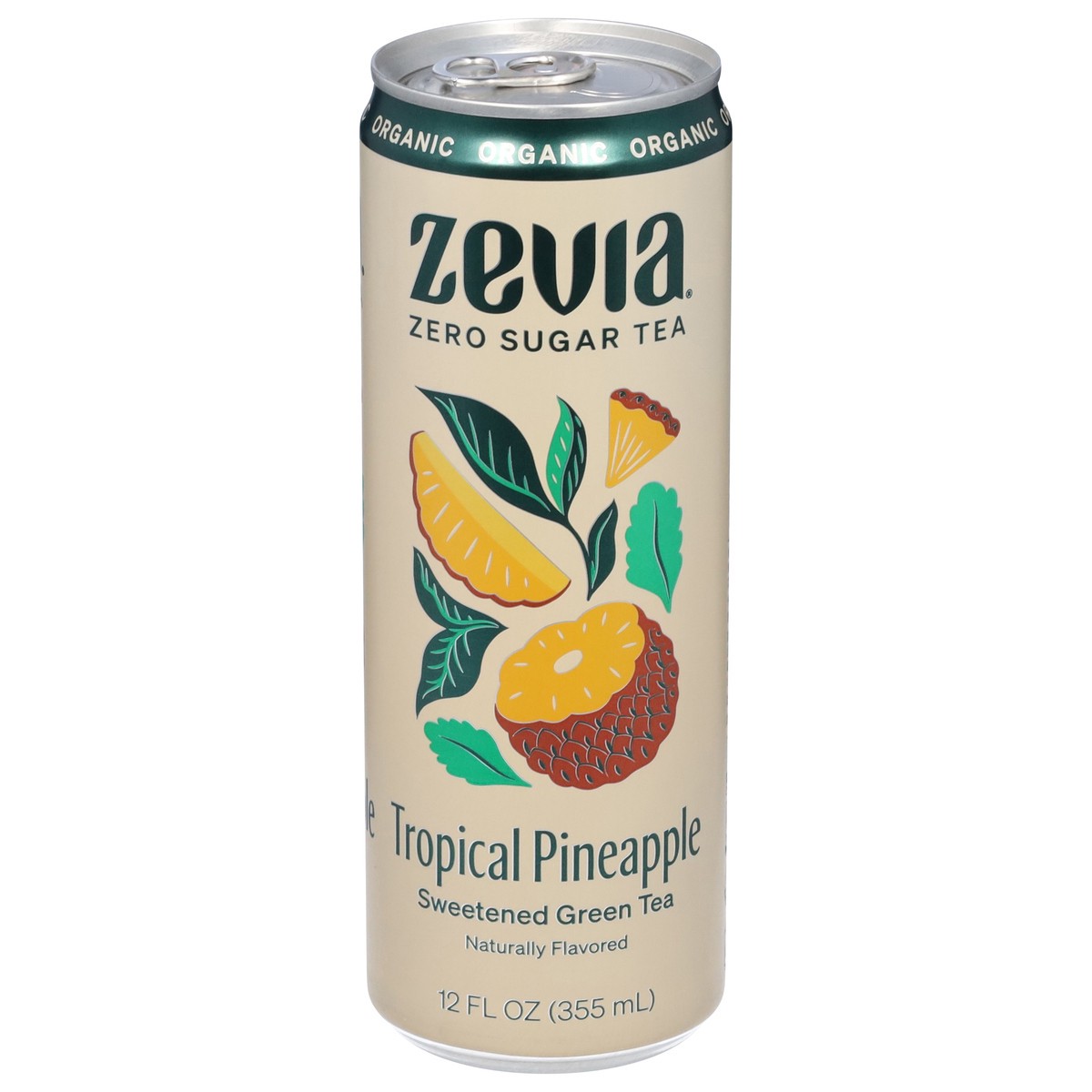 slide 8 of 13, Zevia Sweetened Organic Tropical Pineapple Green Tea 12 fl oz, 12 fl oz