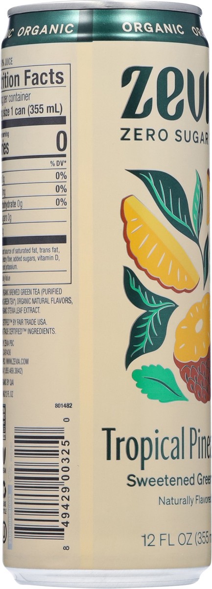 slide 12 of 13, Zevia Sweetened Organic Tropical Pineapple Green Tea 12 fl oz, 12 fl oz