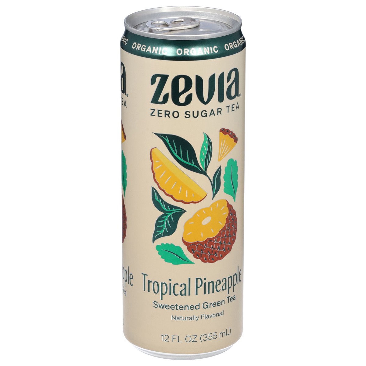 slide 9 of 13, Zevia Sweetened Organic Tropical Pineapple Green Tea 12 fl oz, 12 fl oz