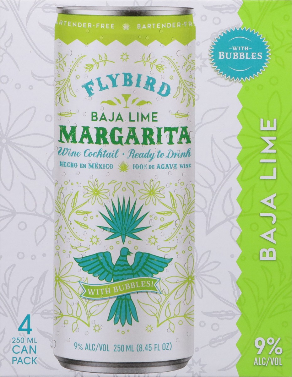 slide 7 of 9, Flybird Margarita Baja Lime Wine Cocktails 4 - 250 ml Cans, 1 ct