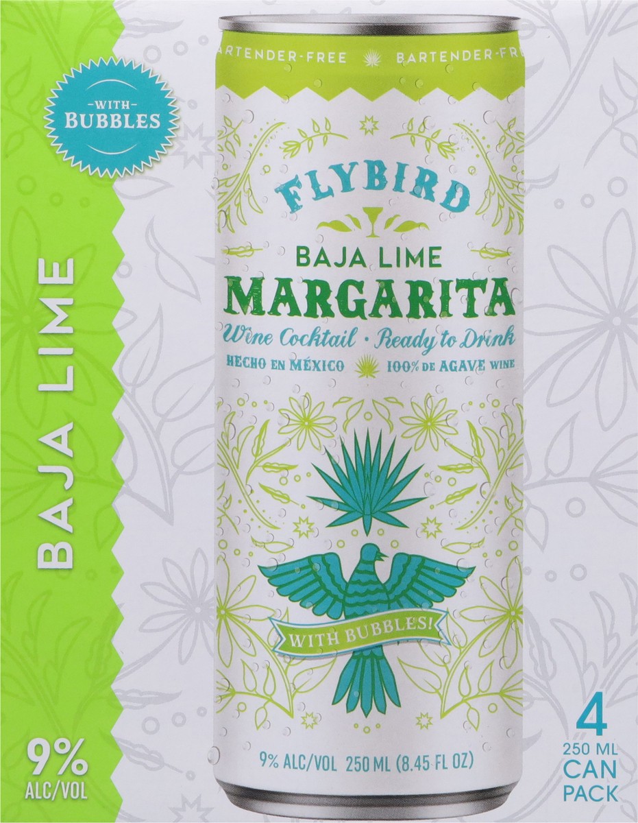 slide 2 of 9, Flybird Margarita Baja Lime Wine Cocktails 4 - 250 ml Cans, 1 ct