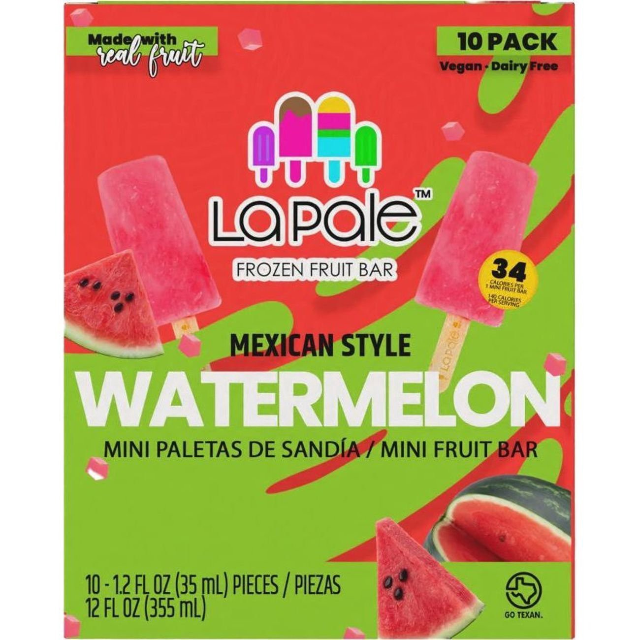 slide 1 of 1, La Pale Mexican Style Watermelon Fruit Bar 10 - 1.2 fl oz Pieces, 10 ct