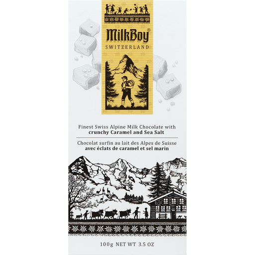 slide 1 of 5, MilkBoy Milk Chocolate, Finest Swiss Alpine, With Crunchy Caramel And Sea Salt, 3.5 oz