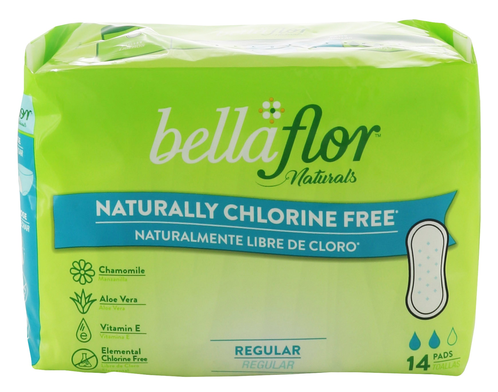 slide 1 of 1, Bella Flor Regular Pads, 14 ct