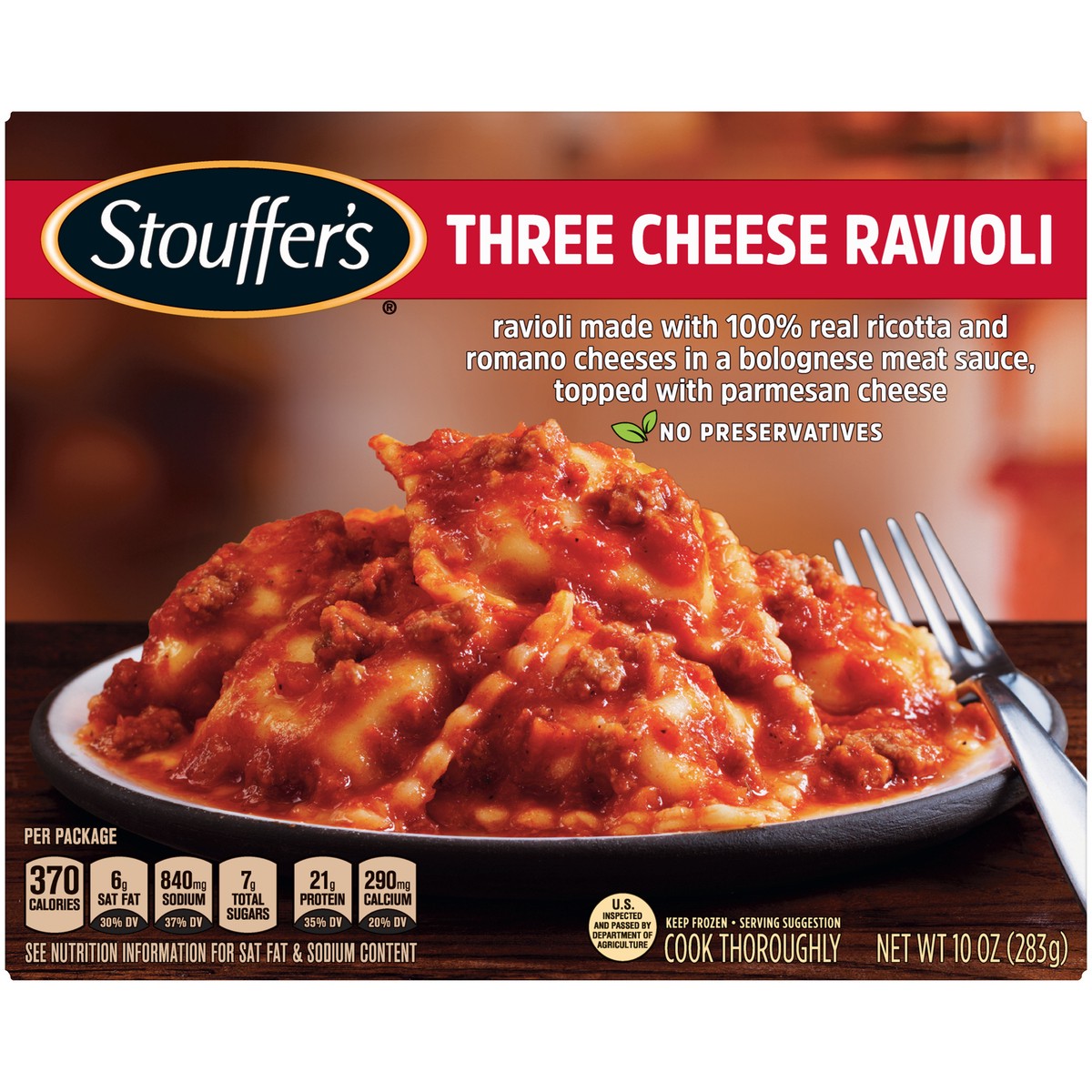 slide 6 of 13, Stouffer's Three Cheese Ravioli Frozen Meal, 10 oz