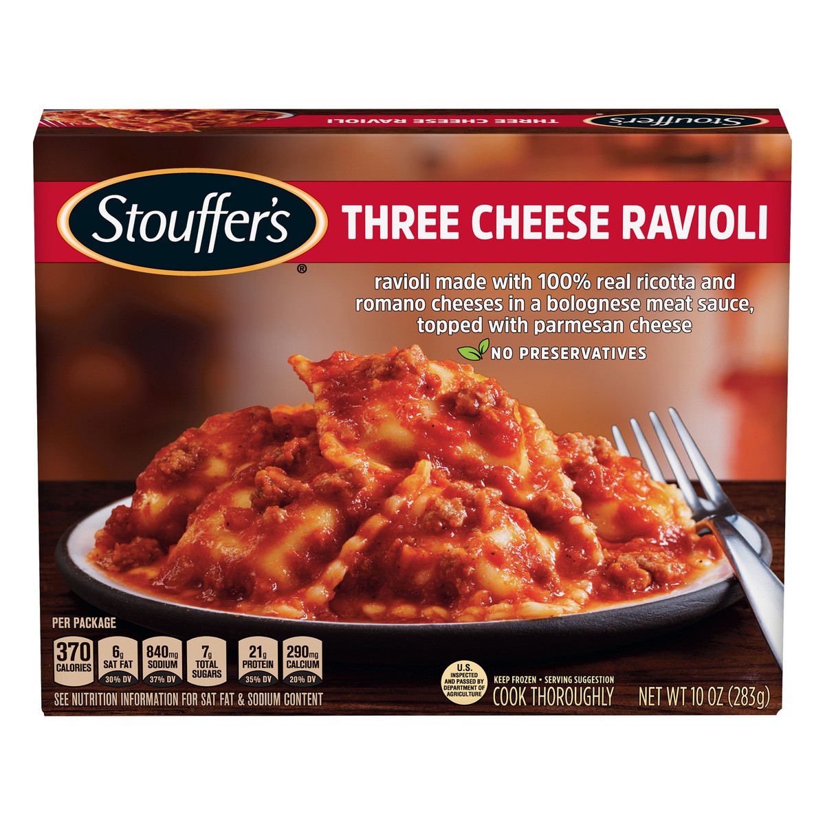 slide 11 of 13, Stouffer's Three Cheese Ravioli Frozen Meal, 10 oz