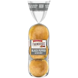 Pepperidge Farm Farmhouse Black Pepper & Sea Salt Buns, 6 pack, 13.5 oz Bag