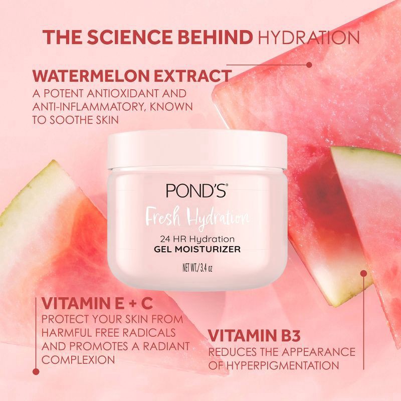 slide 4 of 7, POND's Gel Fruity HYDRA Watermelon Face Moisturizer - 3.88oz, 3.88 oz