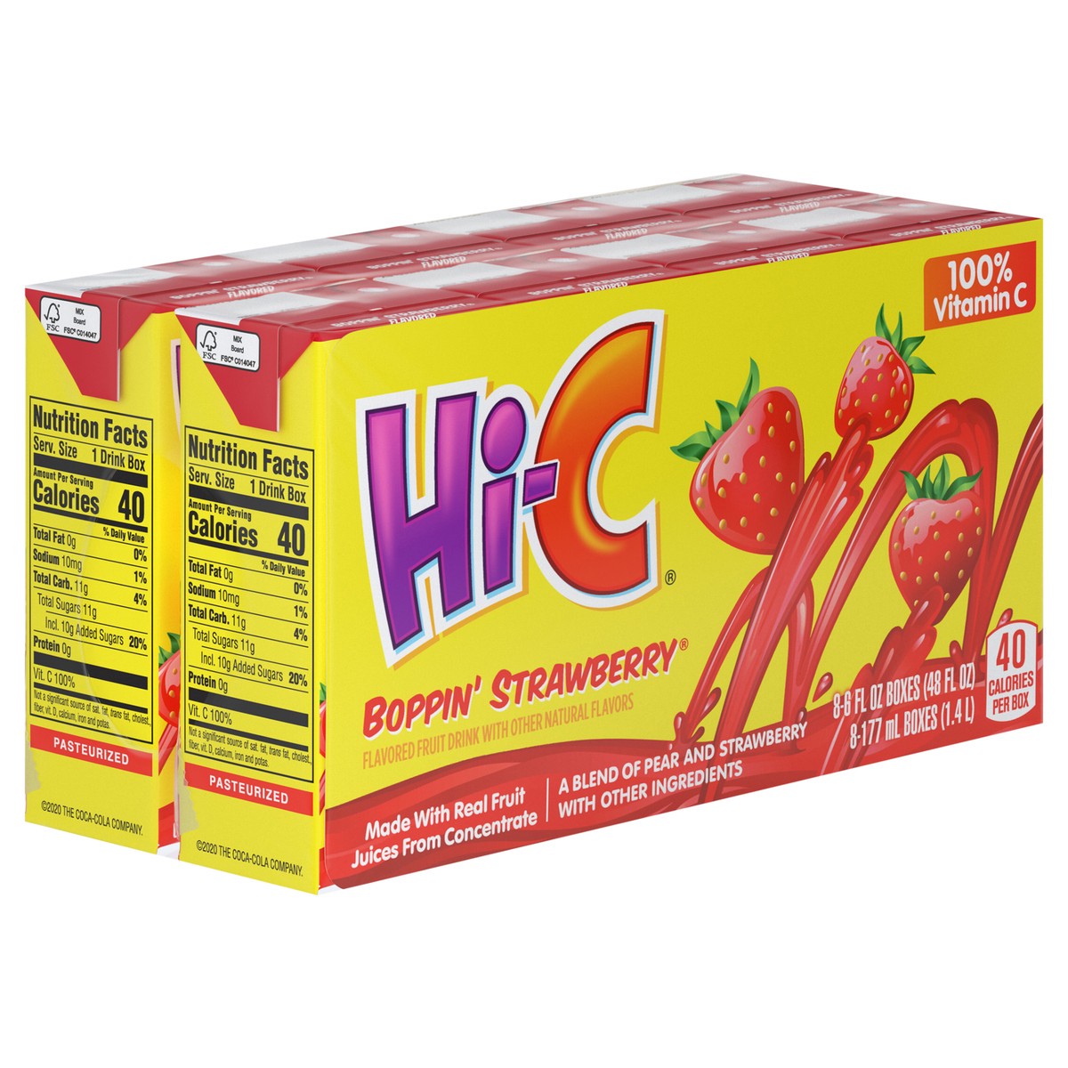 slide 8 of 9, Hi-C Boppin Strawberry Cartons, 6 fl oz, 8 Pack, 8 ct