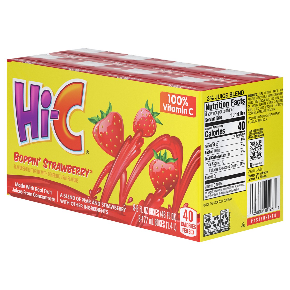 slide 3 of 9, Hi-C Boppin Strawberry Cartons, 6 fl oz, 8 Pack, 8 ct