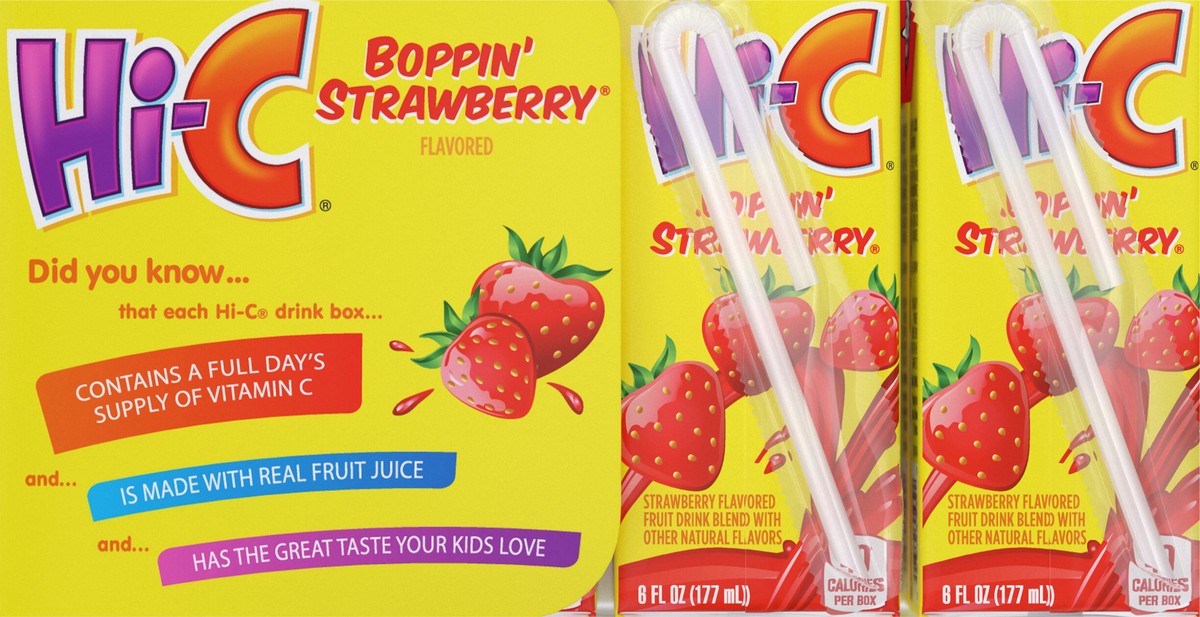 slide 5 of 9, Hi-C Boppin Strawberry Cartons, 6 fl oz, 8 Pack, 8 ct