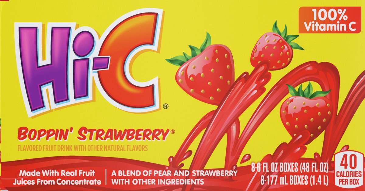 slide 4 of 9, Hi-C Boppin Strawberry Cartons, 6 fl oz, 8 Pack, 8 ct