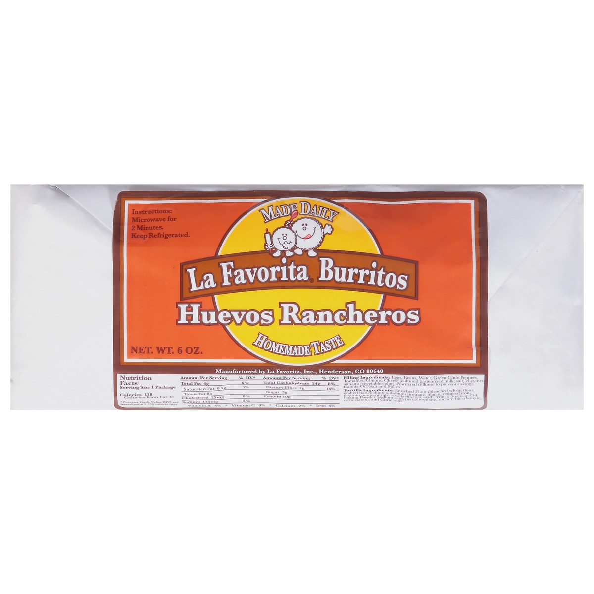 slide 1 of 9, La Favorita Homemade Taste Huevos Rancheros Burritos 6 oz, 6 oz
