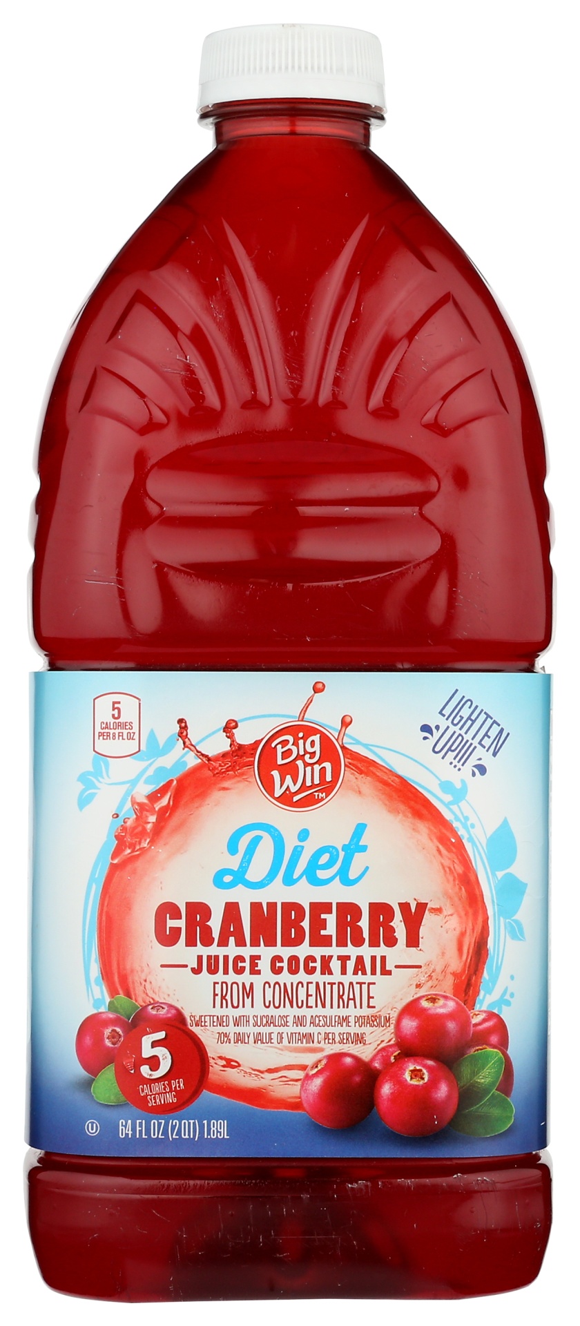 slide 1 of 3, Big Win Diet Cranberry Cocktail Juice, 64 oz