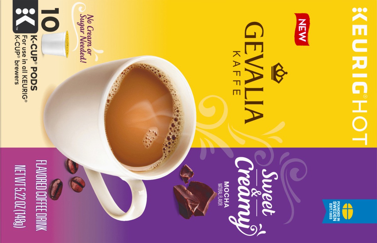 slide 7 of 8, Gevalia Sweet & Creamy Mocha Drink K-Cup Coffee Pods - 10 ct, 10 ct