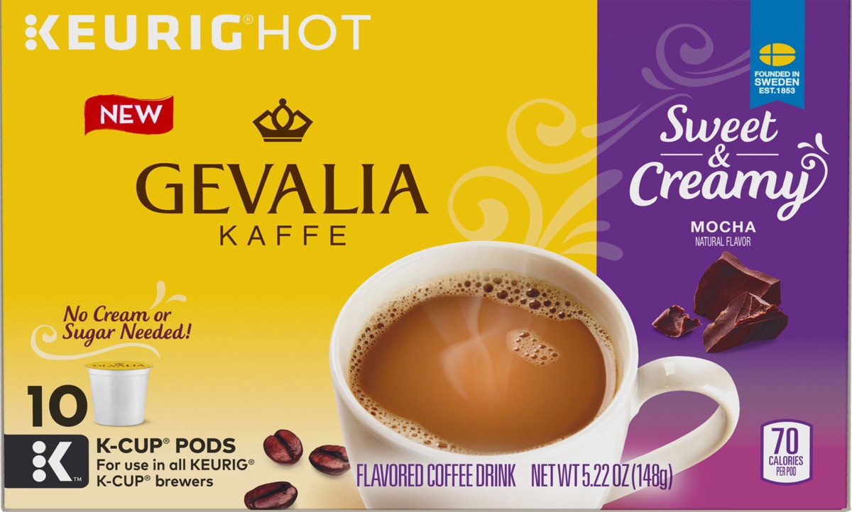 slide 6 of 8, Gevalia Sweet & Creamy Mocha Drink K-Cup Coffee Pods - 10 ct, 10 ct