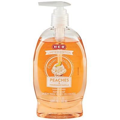 slide 1 of 1, H-E-B Limited Edition Peaches & Vanilla Liquid Hand Soap, 11.2 oz