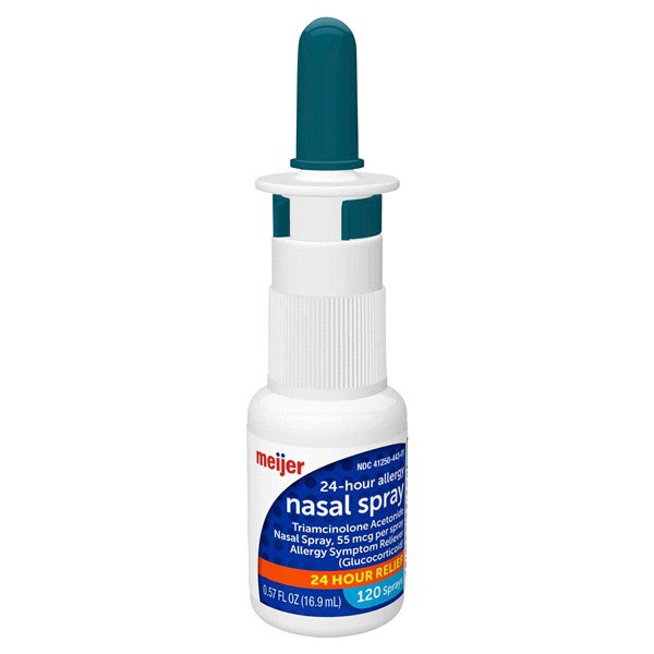 slide 4 of 25, Meijer Triamcinolone Acetonide Nasal Allergy Spray, 55 mcg per spray, 0.57 fl oz