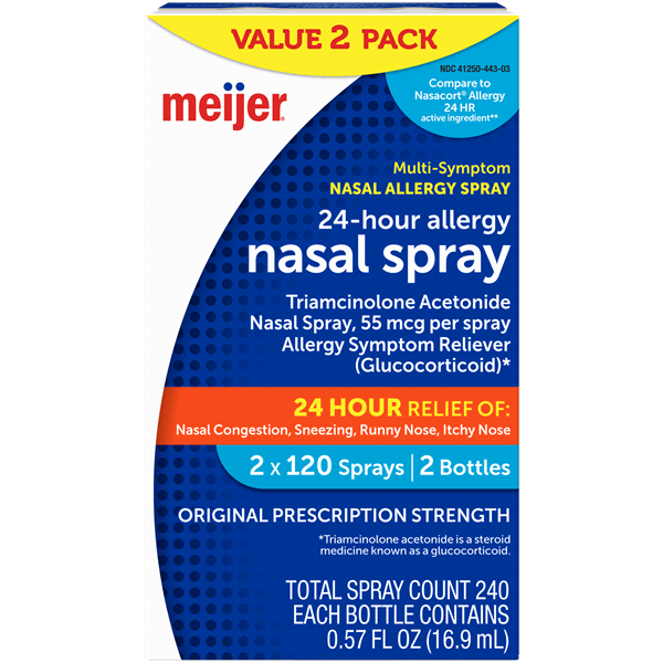 slide 1 of 3, Meijer Triamcinolone Acetonide Nasal Allergy Spray, 55 mcg per spray, 0.57 fl oz