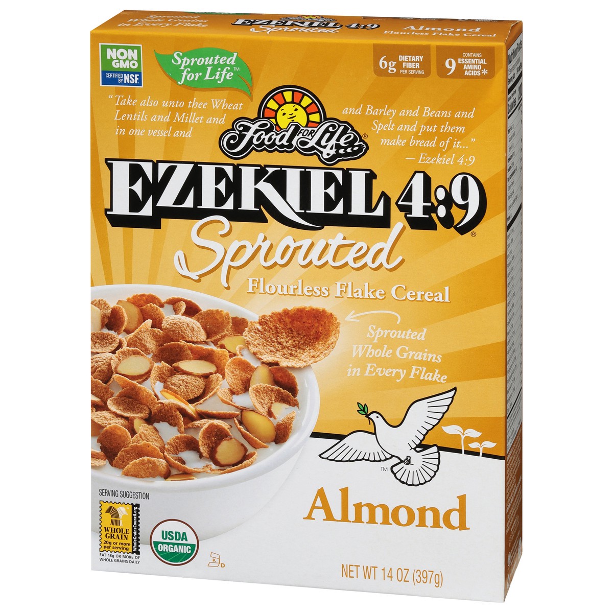 slide 3 of 9, Food for Life Cereal Ezekiel Sprouted Grain Almond Organic, 14 oz