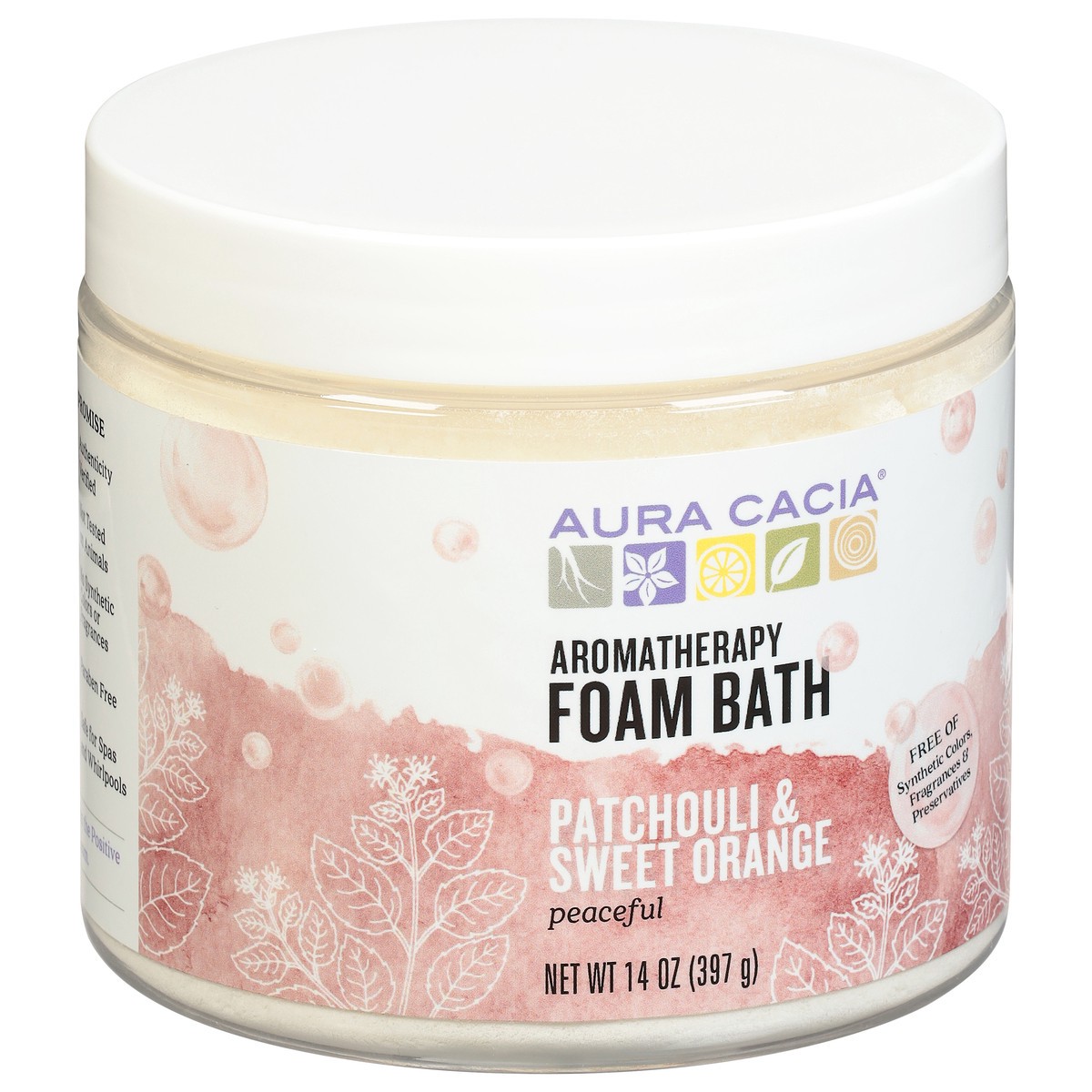 slide 2 of 10, Aura Cacia Frontier Co-Op Aura Cacia Patchouli/Sweet Orange Aromatherapy Foam Bath, 14 oz