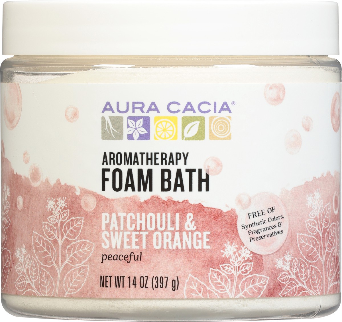 slide 10 of 10, Aura Cacia Frontier Co-Op Aura Cacia Patchouli/Sweet Orange Aromatherapy Foam Bath, 14 oz