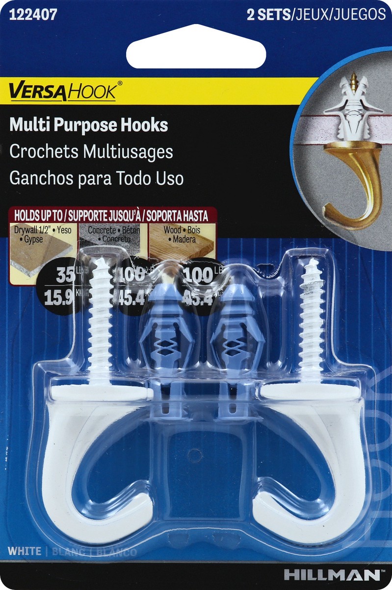 slide 5 of 6, The Hillman Group Small White VersaHook, 2 PK, 2 ct