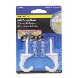 The Hillman Group Small White VersaHook, 2 PK