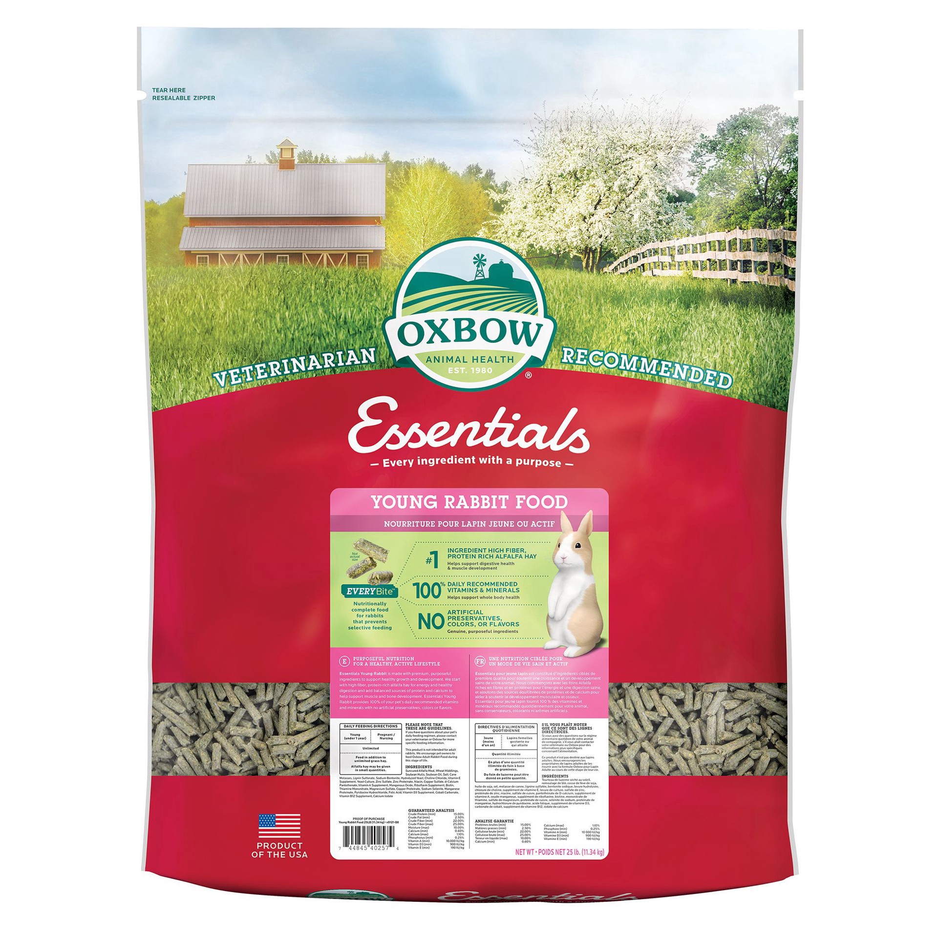 slide 1 of 1, Oxbow Essentials Young Rabbit Food, 25 lb