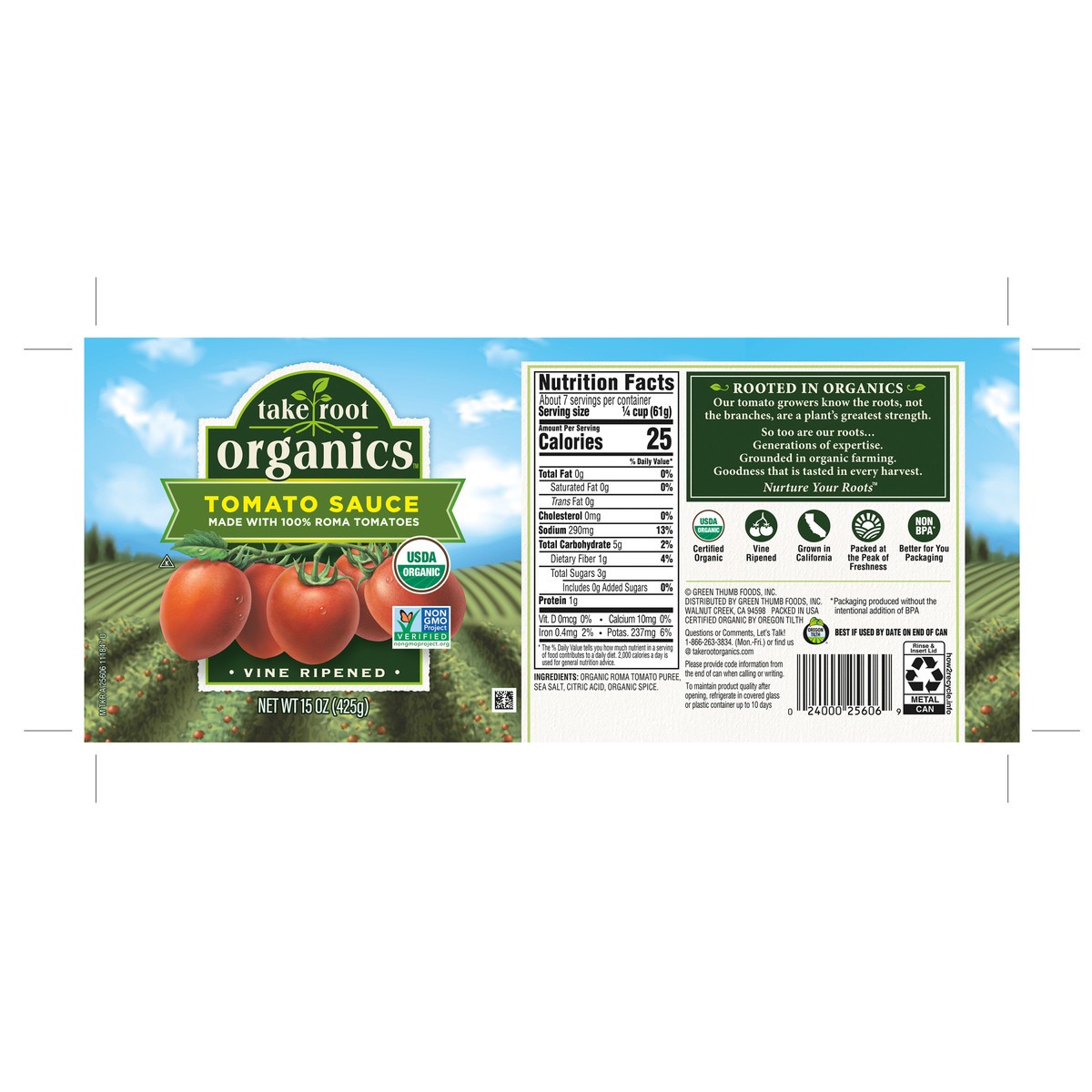 slide 6 of 12, Take Root Organics Tomato Sauce, 15 oz Can, 15 oz