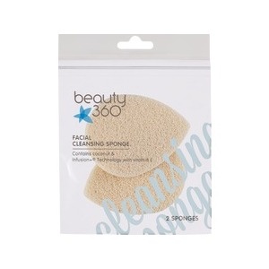 slide 1 of 1, Beauty 360 Facial Cleansing Sponge, Coconut, 2 ct