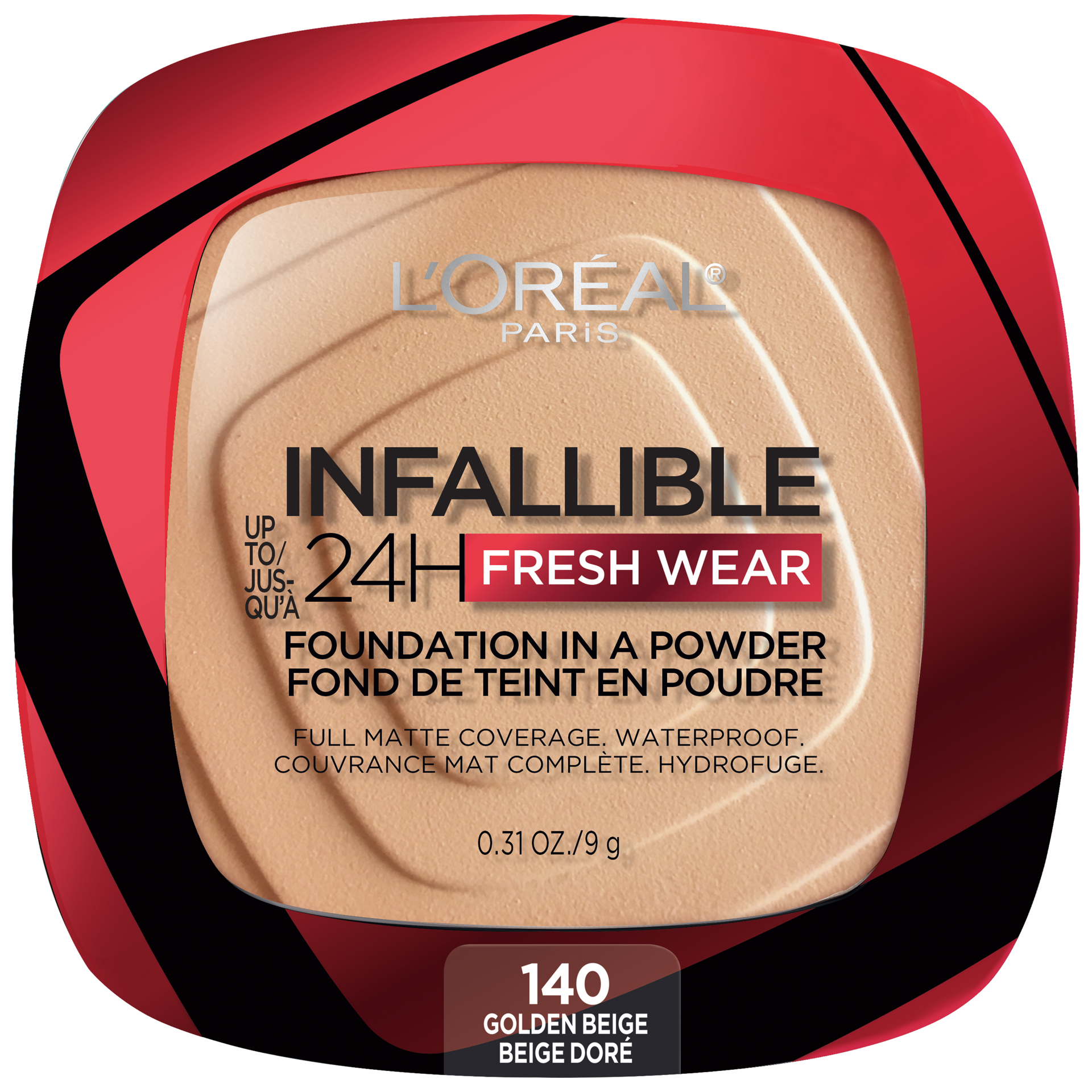 slide 1 of 1, L'Oréal L'Oral Up to 24H Fresh Wear Foundation in a Powder  Golden Beige (140), 0.31 oz